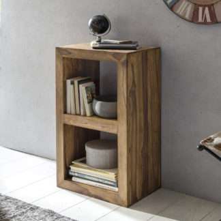 Standregal MUMBAI Massivholz Sheesham 88cm hoch 2 Böden Design Holz-Regal Naturprodukt Beistelltisch Landhaus-Stil