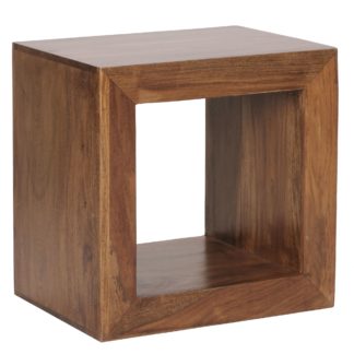 Standregal Massivholz Sheesham 44cm hoch Cube Regal Design Holzregal Naturprodukt Beistelltisch Landhausstil