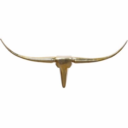 Deko Geweih Bull M Gold 100 cm Aluminium Design Hörner | Wanddekoration Stierkopf Horn Modern | Wandskulptur Geweih-Jagdtrophäe Metall | Longhorn Wandschmuck Groß