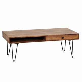 Couchtisch BAGLI Massiv-Holz Sheesham 120 cm breit Wohnzimmer-Tisch Design Metallbeine Landhaus-Stil Beistelltisch