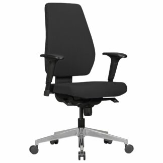 Bürostuhl DARIUS mit Stoff-Bezug in Schwarz | Design Schreibtisch-Stuhl mit Synchromechanik & Armlehnen | Drehstuhl Drehsessel ergonomisch 120 kg