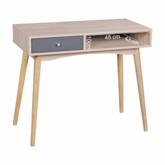 Schreibtisch MASSA 90 x 78 x 45 cm mit Schublade in Sonoma Eiche | Computertisch im modernen Retro Design | Platzsparender Laptop-Tisch für Schüler und Jugendliche