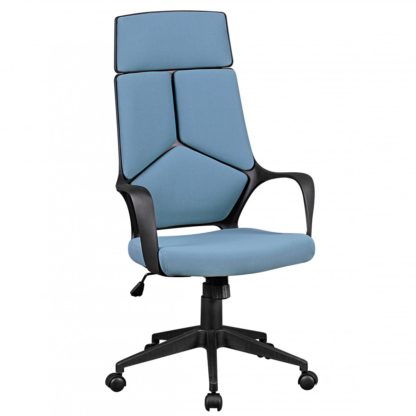 Bürostuhl Stoffbezug Blau Schreibtischstuhl Design Chefsessel Drehstuhl mit Wippmechanik & Armlehne