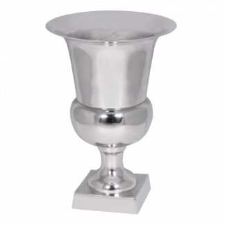 Pokal XL Aluminium 47x32 cm Silber Glänzend Design Dekoration Modern | Alu Deko Kelch Glanz | Wohnung Dekoration Skulptur | Dekofigur Metall