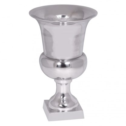 Pokal L Aluminium 40 x 25 cm Silber Glänzend Design Dekoration Modern | Alu Deko Kelch Glanz | Wohnung Dekoration Skulptur | Dekofigur Metall