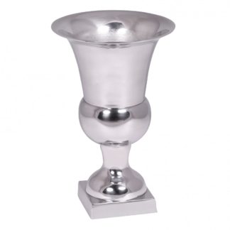 Pokal S Aluminium 27 x 18 cm Silber Glänzend Design Dekoration Modern | Alu Deko Kelch Glanz | Wohnung Dekoration Skulptur | Dekofigur Metall