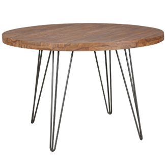 Design Esszimmertisch BAGLI rund Ø 120 x 78 cm Sheesham Massiv-Holz | Landhaus Esstisch braun | Tisch für Esszimmer Küchentisch 4 Personen