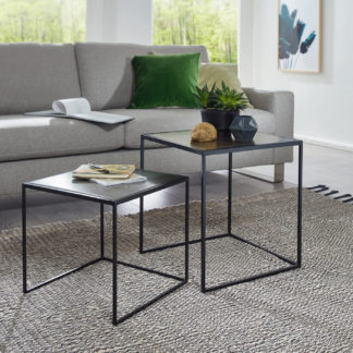Beistelltisch MATTIS Satztisch 2er Set Gold / Silber Sofatisch Metall | Design Industrie Couchtisch eckig zweiteilig | Loft Wohnzimmertisch modern | Kleine Tische mit Metallgestell