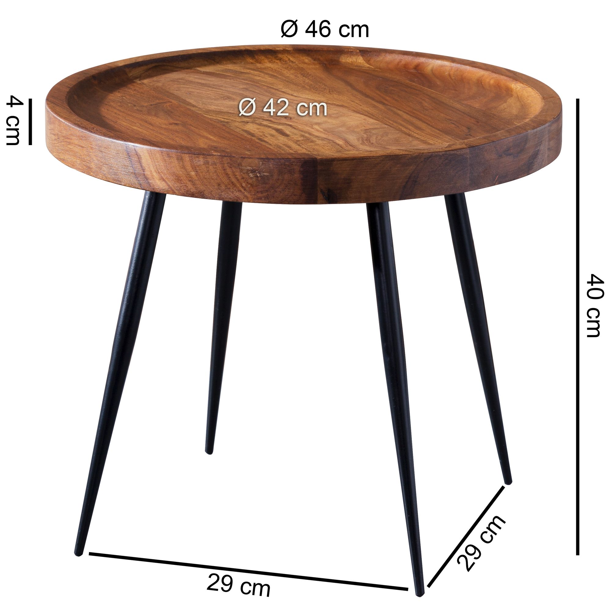 Beistelltisch 46 X 40 X 46 Cm Sheesham Holz Metall Couchtisch Industrial Style Echtholz Tischchen Wohnzimmer Holztisch Sofatisch Metallbeine