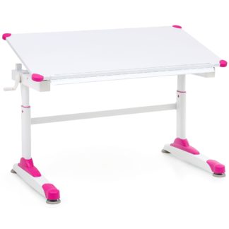 Design Kinderschreibtisch Holz 119 x 67 cm Pink/Weiß Maltisch | Neigbarer Mädchen Schülerschreibtisch | Höhenverstellbarer Kinder - Schreibtisch | Kindertisch Tischgestell Metall