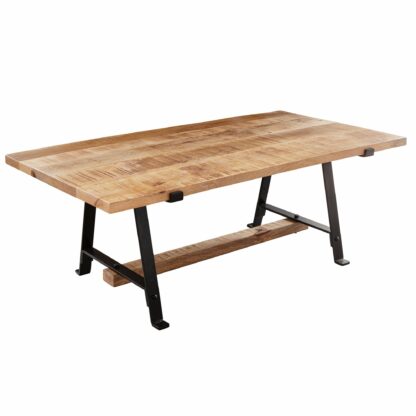 Couchtisch Mango Massivholz 115x42x60 cm Tisch mit Metallgestell | Sofatisch Rechteckig Industrial Design | Massiver Wohnzimmertisch Modern
