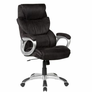 Bürostuhl Bezug Stoff Schwarz Schreibtischstuhl bis 120 kg | XXL Design Chefsessel Höhenverstellbar | Drehstuhl mit Armlehnen & hoher Rückenlehne
