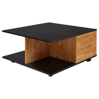 Design Couchtisch 70x70 cm Anthrazit / Sandeiche | Wohnzimmertisch mit 2 Schubladen | Sofatisch mit Rollen | Tisch mit 2 Fächern
