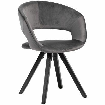 Esszimmerstuhl Samt Dunkelgrau mit schwarzen Beinen Modern | Küchenstuhl mit Lehne | Stuhl mit Holzfüßen | Polsterstuhl Stoff Maximalbelastbarkeit 110 kg
