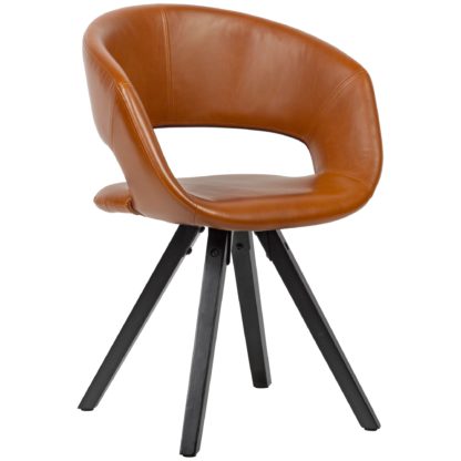 Esszimmerstuhl Kunstleder Braun mit schwarzen Beinen Stuhl Retro | Küchenstuhl mit Lehne | Polsterstuhl Maximalbelastbarkeit 110 kg