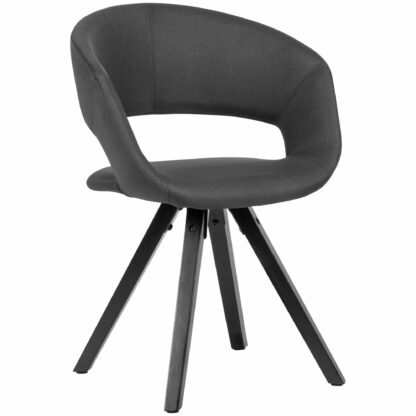 Esszimmerstuhl Schwarz Stoff mit schwarzen Beinen Retro Stuhl | Küchenstuhl mit Lehne | Polsterstuhl Maximalbelastbarkeit 110 kg