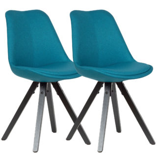 2er Set Esszimmerstuhl Petrol mit schwarzen Beinen Stuhl Skandinavisch | Polsterstuhl mit Stoff-Bezug | Design Küchenstuhl gepolstert