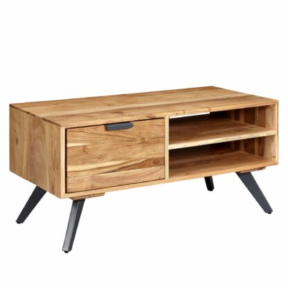 Couchtisch 95x45x45 cm Akazie Wohnzimmertisch Massivholz Rechteckig | Holztisch mit Stauraum | Sofatisch mit Schublade | Tisch Wohnzimmer Massiv
