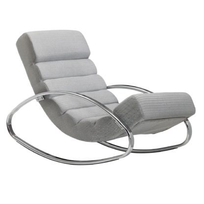 Relaxliege Grau / Silber 110 kg Belastbar Relaxsessel 61x81x111 cm | Design Schaukelstuhl Innenbereich | Schwingstuhl Lounge Liege Modern