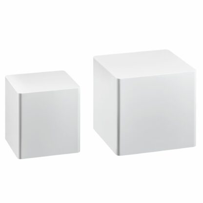 Beistelltisch 2er Set Hochglanz Weiß Wohnzimmertisch | Kleiner Anstelltisch Eckig | Satztisch Würfel Modern | Design Tisch Wohnzimmer
