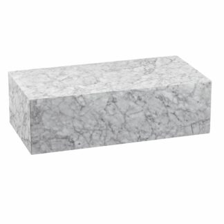 Couchtisch 100x30x50 cm MDF Hochglanz mit Marmor Optik Weiß | Design Wohnzimmertisch Rechteckig | Lounge Beistelltisch Cube Tisch