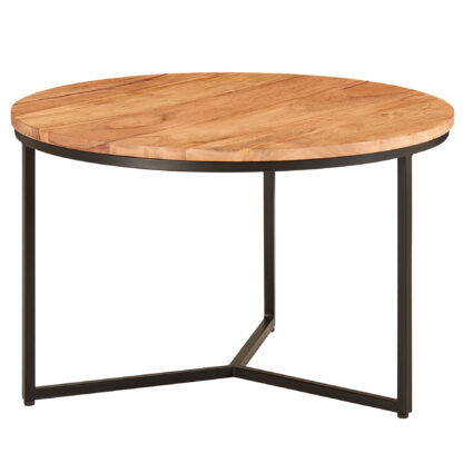 Couchtisch 60x60x38 cm Akazie Massivholz / Metall Design Sofatisch Rund | Wohnzimmertisch Kaffeetisch Massiv | Kleiner Tisch Wohnzimmer