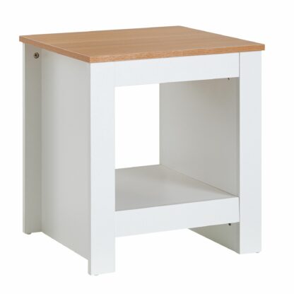 Nachttisch Weiß / Eiche 45x50x45 cm Nachtschrank Boxspringbett | Design Nachtkonsole mit Stauraum | Nachtkommode ohne Schublade
