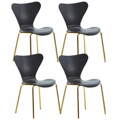 Design Esszimmerstuhl 4er Set Schwarz Kunststoff mit goldenen Metallbeinen | Küchenstuhl Skandinavisch ohne Armlehne | Retro Essstuhl Schalenstuhl Esszimmer