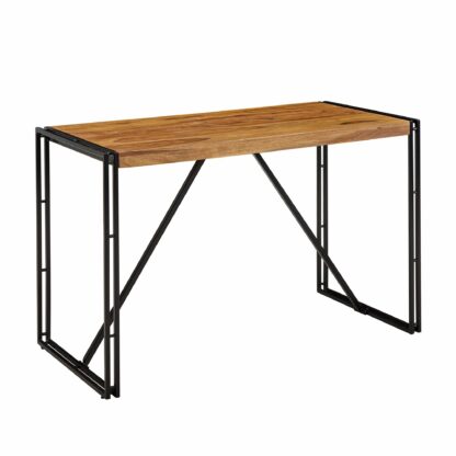 Schreibtisch 120x60x77 cm Sheesham Massivholz PC Tisch | Design Computertisch Metall Holz | Arbeitstisch Bürotisch Industrial | Holztisch Massiv