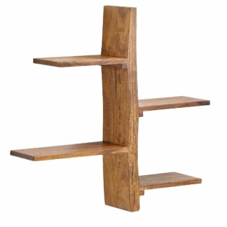 Wandregal 58x60x15 cm Sheesham Massivholz Baum-Form Hängeregal Modern | Großes Design Schweberegal | Regal Hängend Wohnzimmer | Bücherregal Wand Schwebend