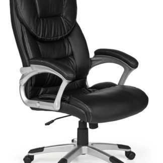 Bürostuhl Madrid Kunstleder Schwarz ergonomisch mit Kopfstütze | Design Chefsessel Schreibtischstuhl mit Wippfunktion | Drehstuhl hohe Rücken-Lehne X-XL 120 kg