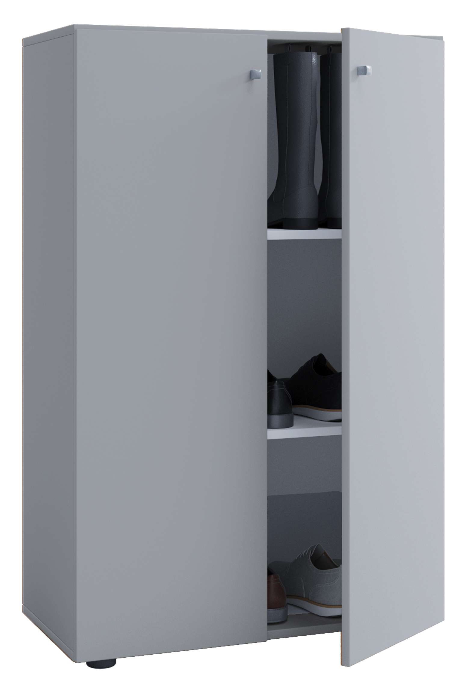 Büroschrank VCM Lona XL mit Drehtüren - Grau Kern-Nussbaum