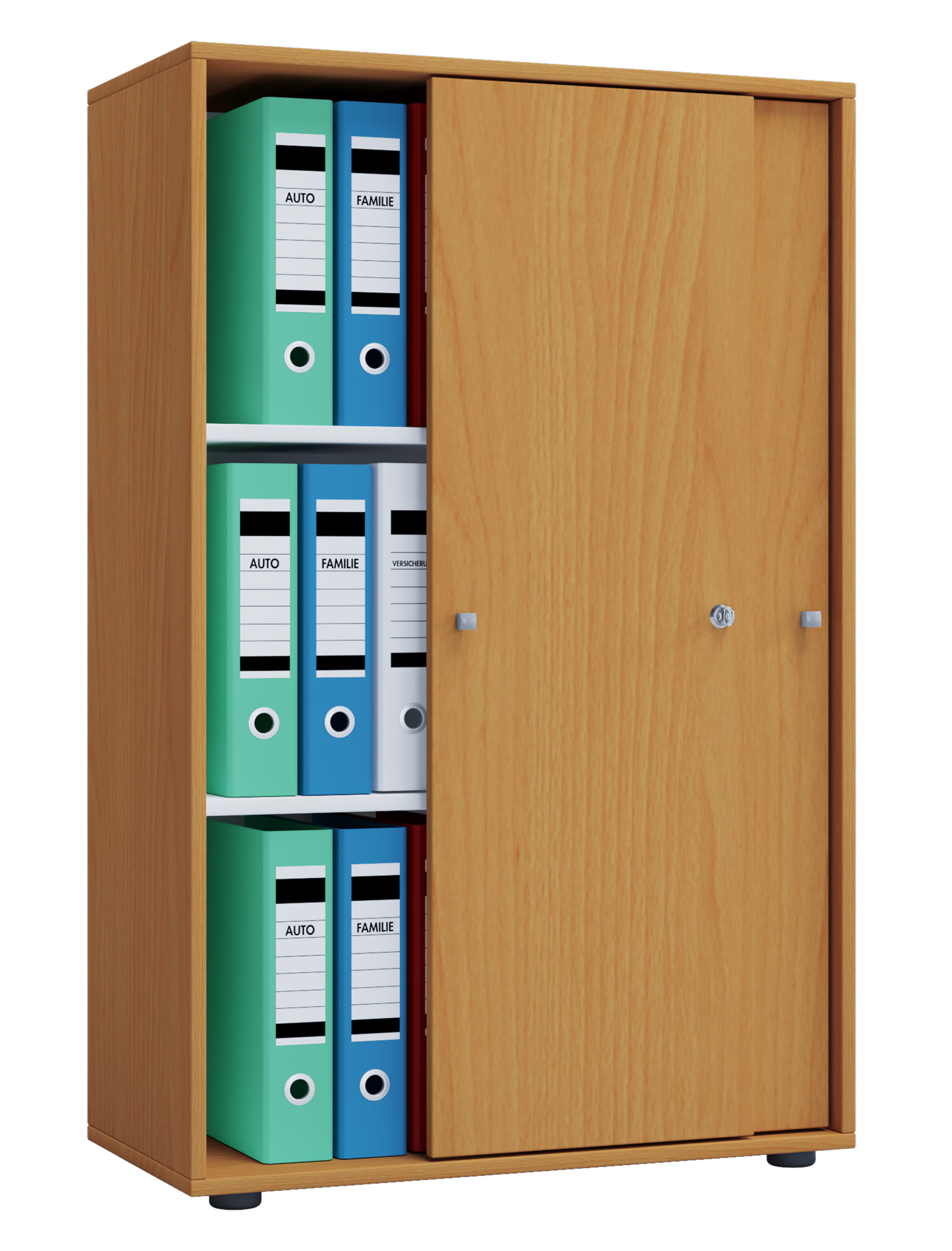 Büroschrank VCM Lona XL mit Schiebetüren - Buche Grau