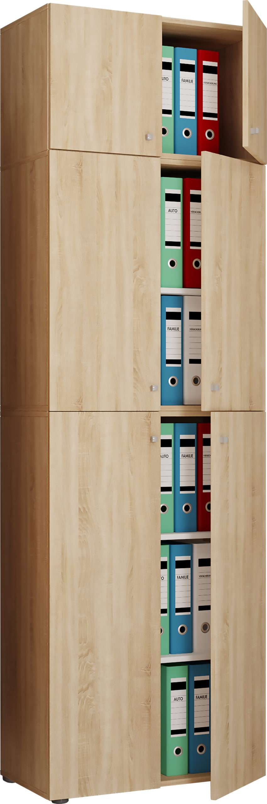Büroschrank VCM Lona XXL Drehtüren | Mit Aufsatz - Sonoma-Eiche Grau