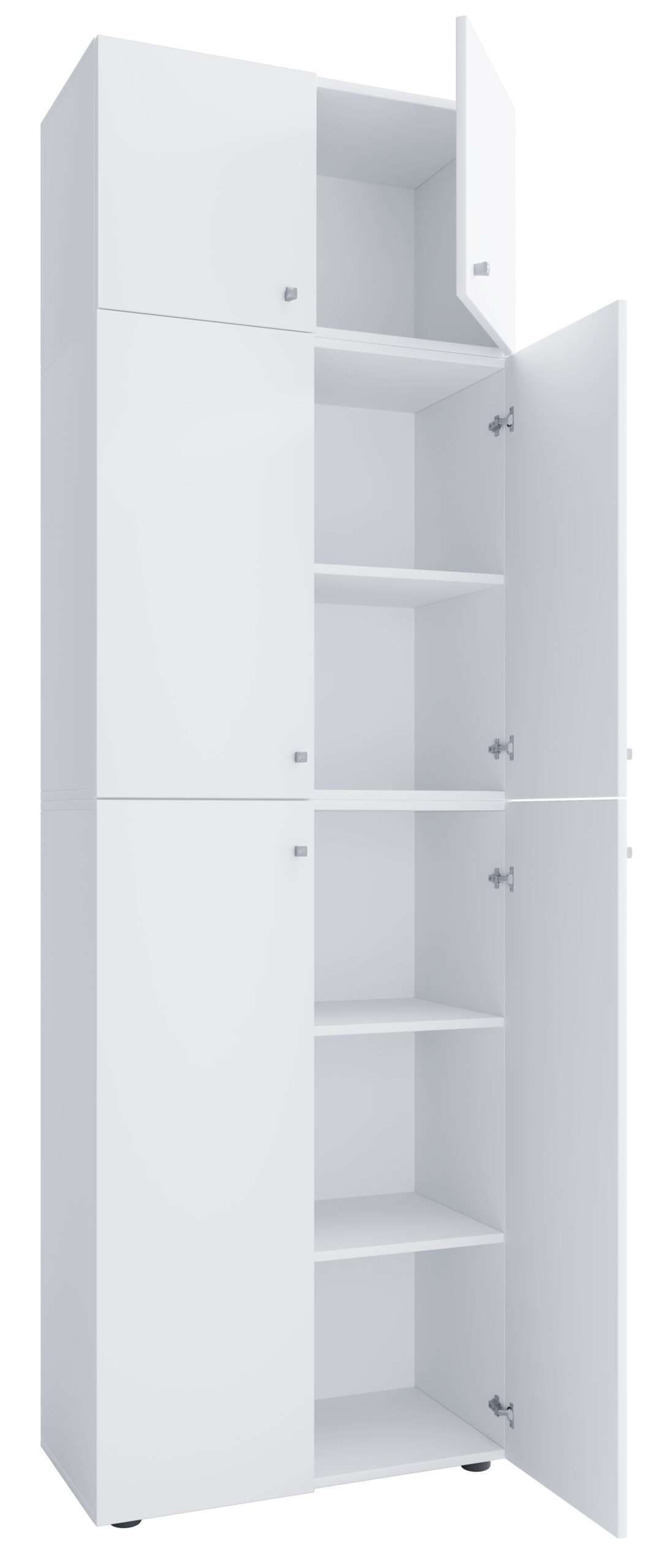 Kleiderschrank VCM Lona XXL Drehtüren | Mit Aufsatz - Weiß Grau