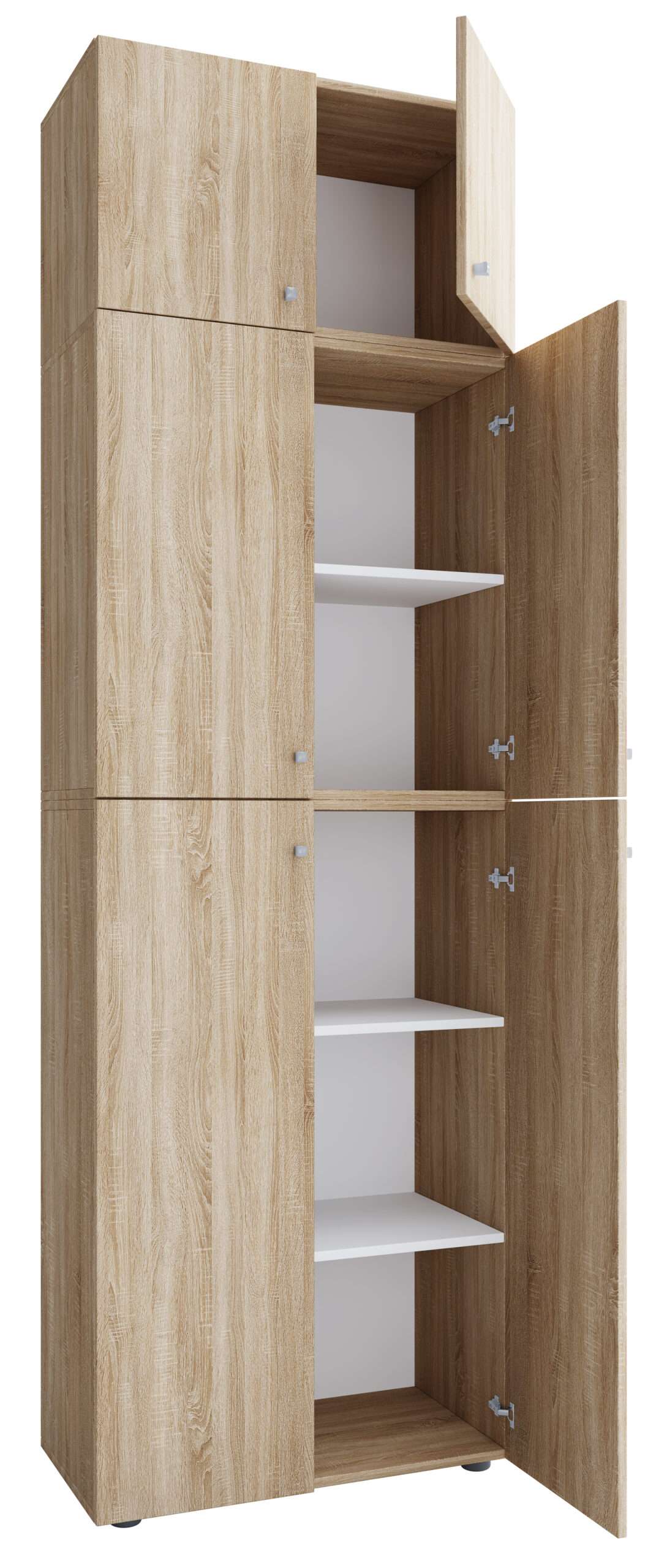 Kleiderschrank VCM Lona XXL Drehtüren | Mit Aufsatz - Sonoma-Eiche Grau